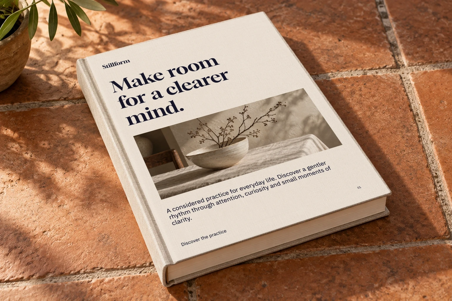 Linen hardcover / terracotta featuring Stillform