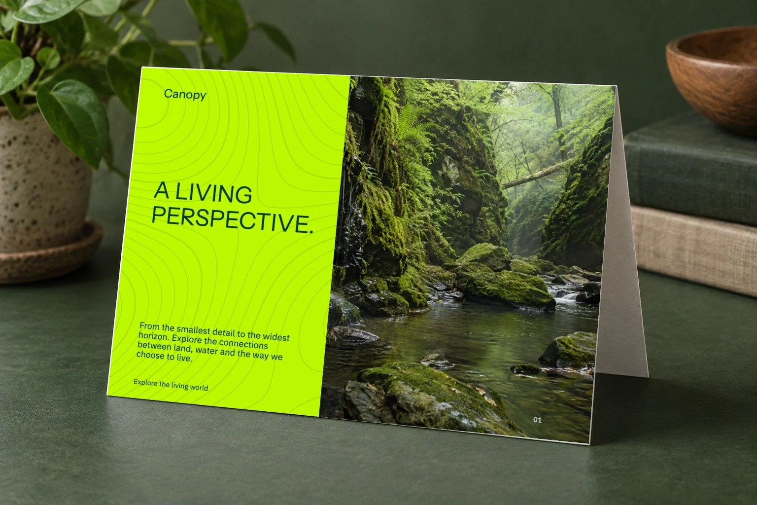 Folded card / botanical green featuring Canopy