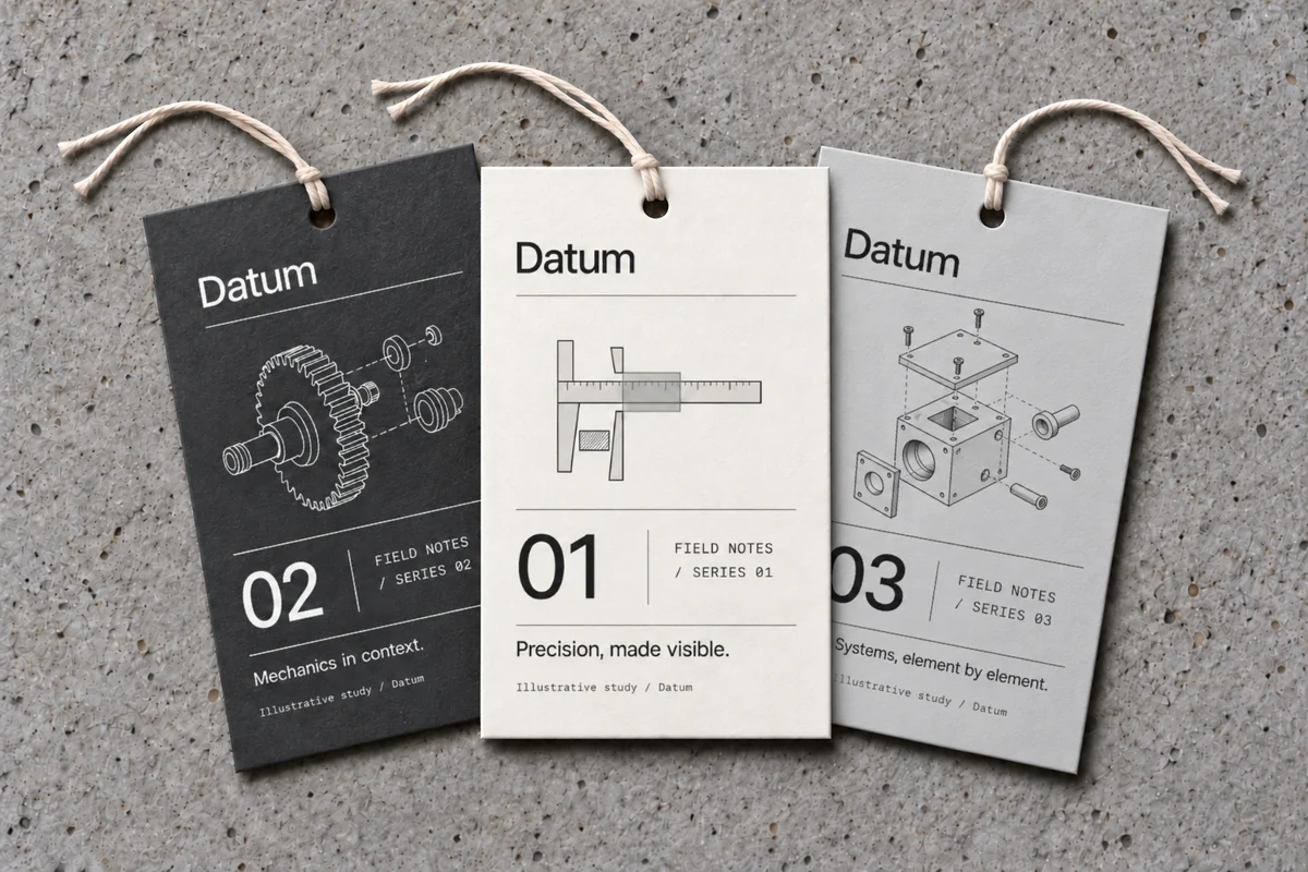 Datum · Three Hang Tags example