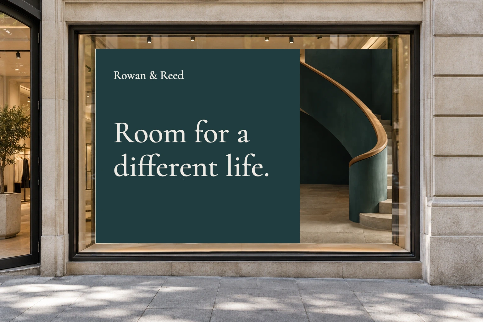 Storefront window featuring Rowan & Reed