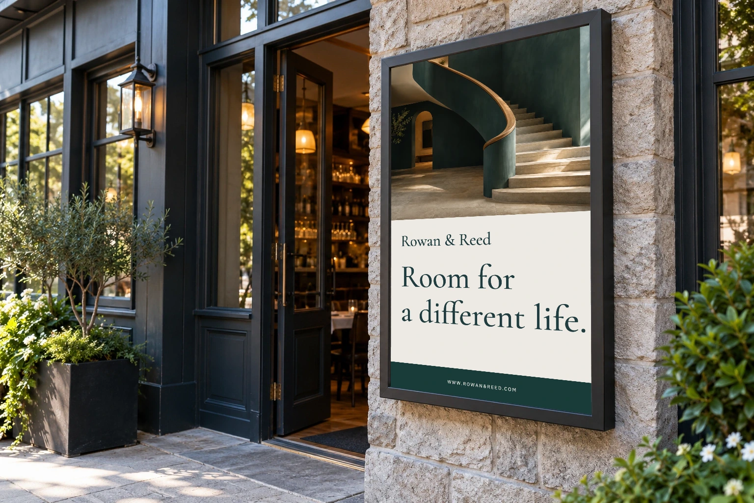 Outdoor menu featuring Rowan & Reed