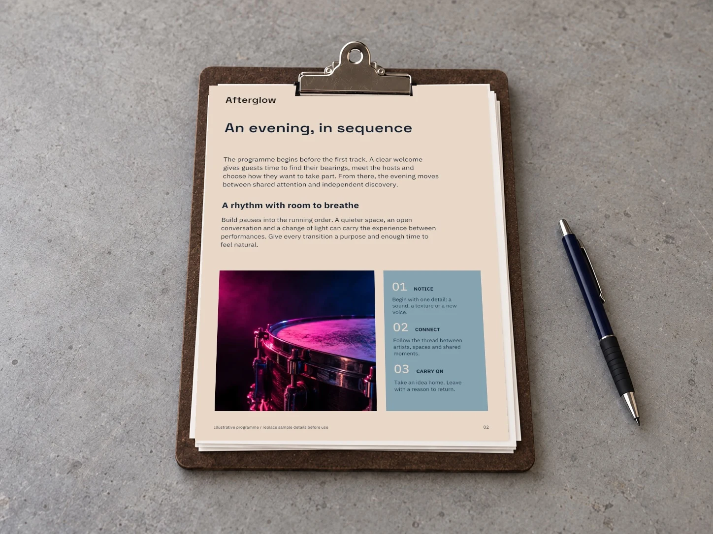 Afterglow · Sheet Clip example