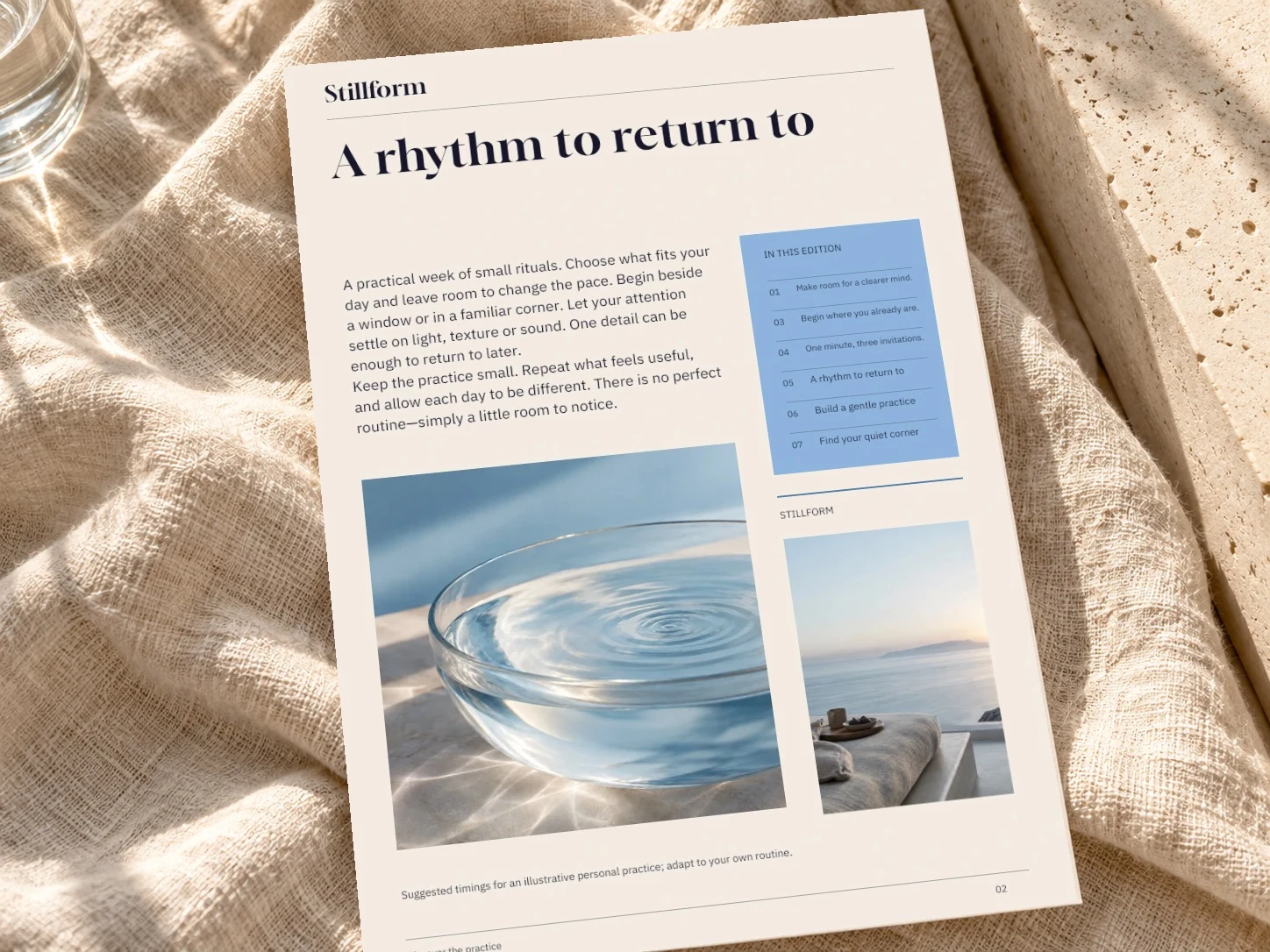 Stillform · Publication Linen example